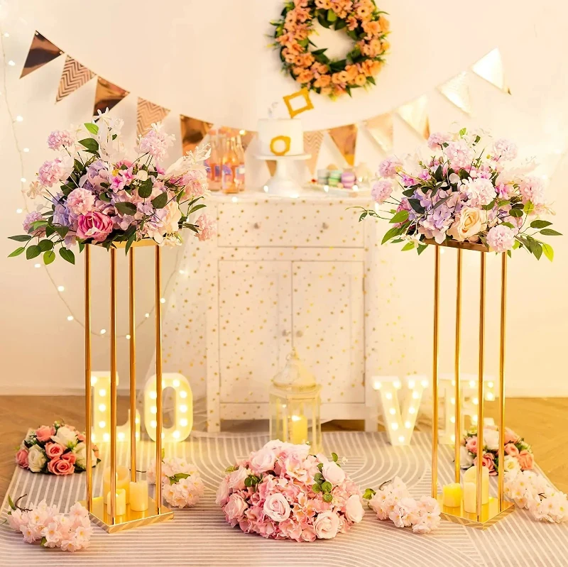 10 Stück Vasenständer in Gold-Säulenform, Metallständer für Hochzeitsdekoration, Blumenständer für Veranstaltungen, Partys und Heimdekoration – Detail 4
