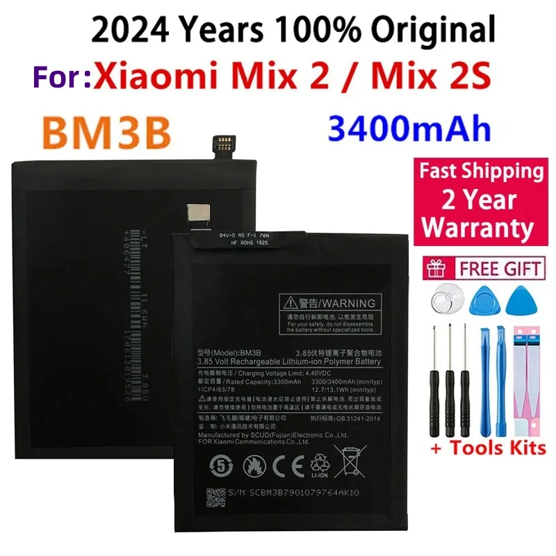 

100% Original Xiao Mi Original Replacement Battery BM3B For Xiaomi MIX 2 2S 3400mAh High Capacity Phone Batteries Fast Shipping