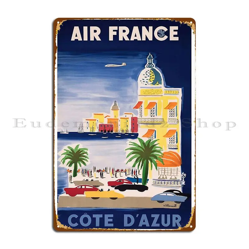 Air France French Riviera Vintage Travel Poster Metal Sign Customize Designing Club Home Cinema Tin Sign Poster