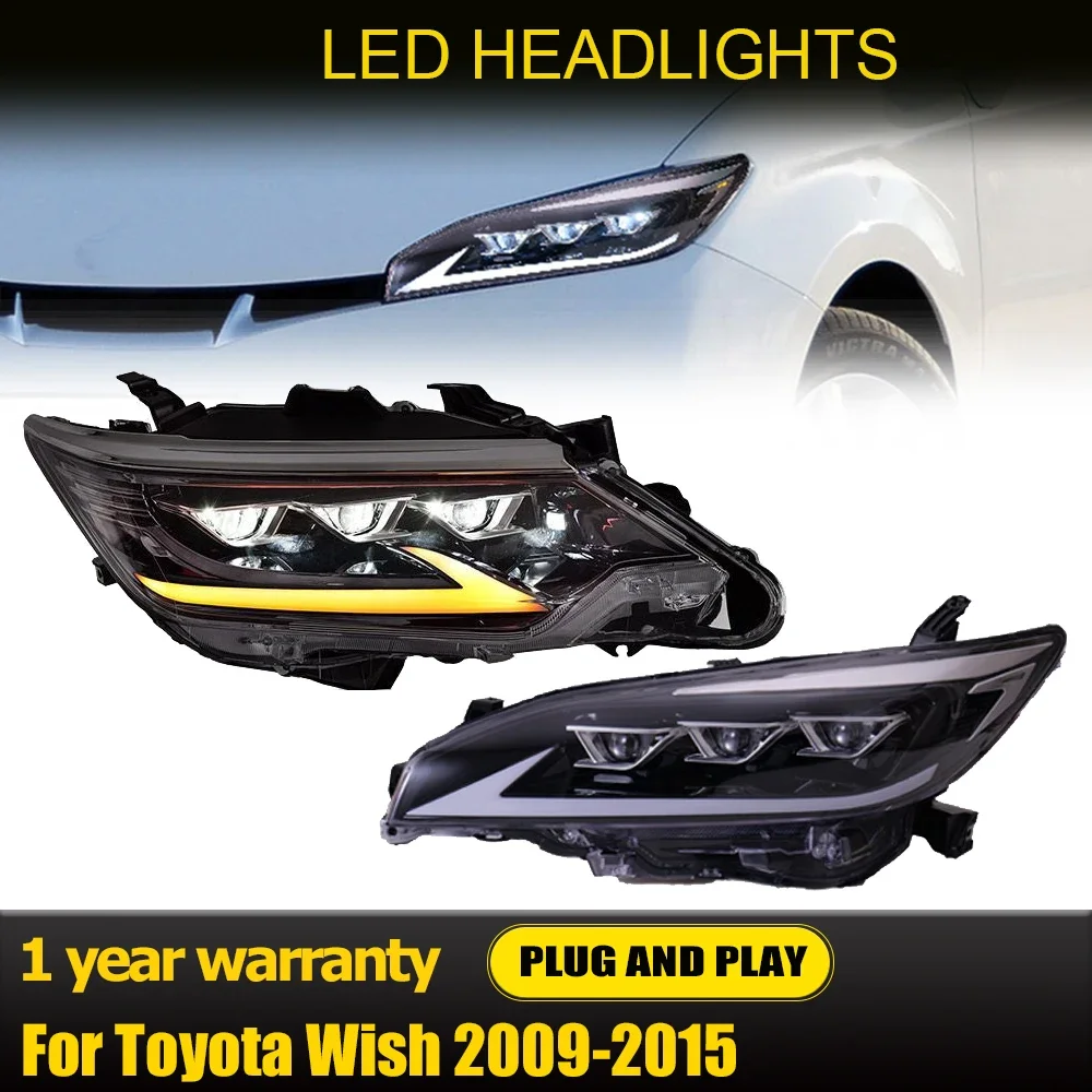 2PCS Headlights For Toyota Wish 2009 2010 20112012 2013 2014 2015 Full LED Head Lamps DRL Dynamic Turn Signals Car Accessories