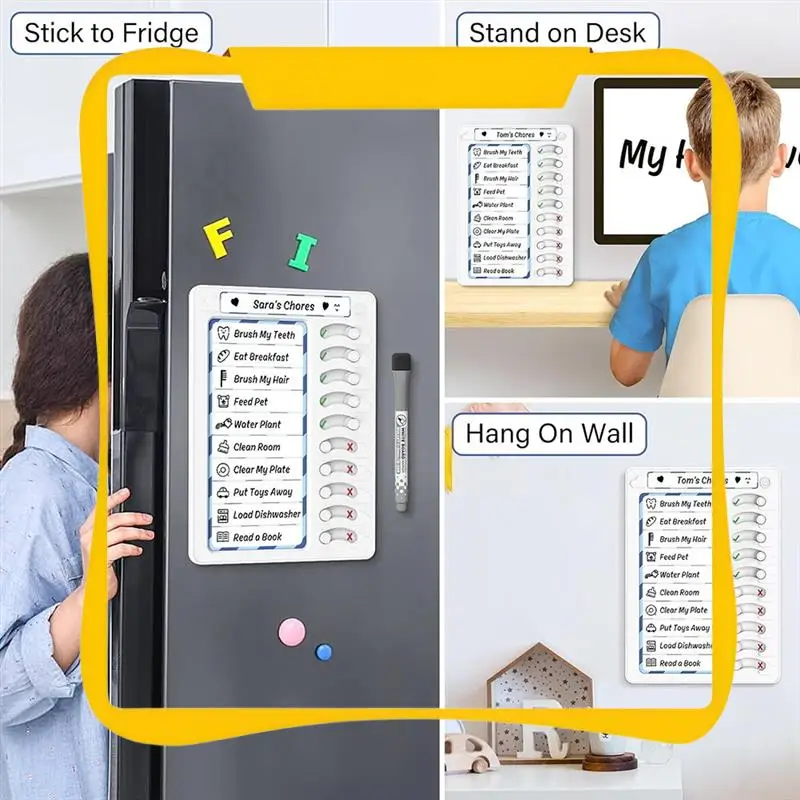Erasable Chore Chart For Kids For Kids To Do List Routine Task Planning Board With Magnetic Stickers Refrigerator Magnet Durable