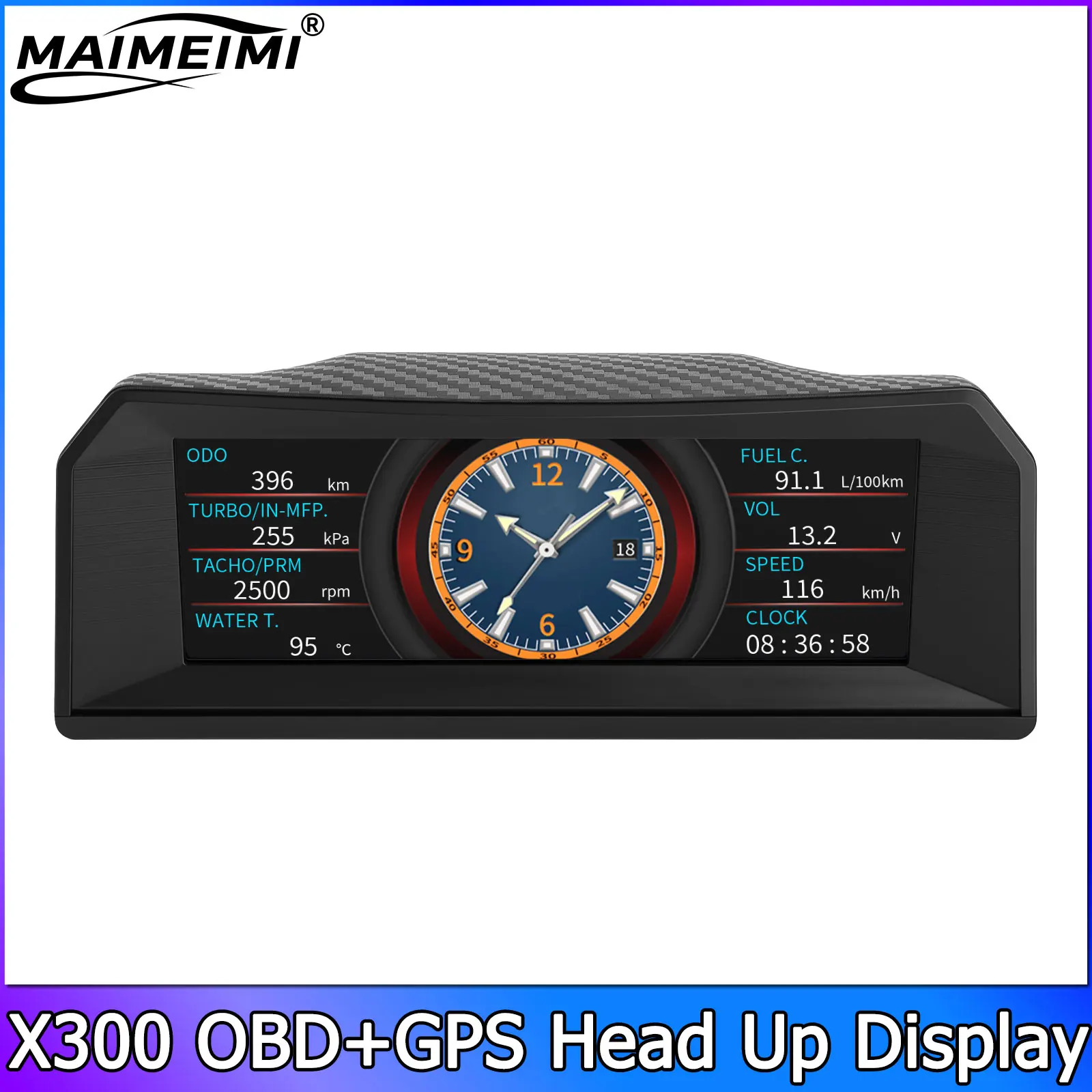 Universal OBD2&GPS Double Systems Meter X300 Speedometer Head Up Display Muti-function Gauge Water Temp Turbo Car HUD