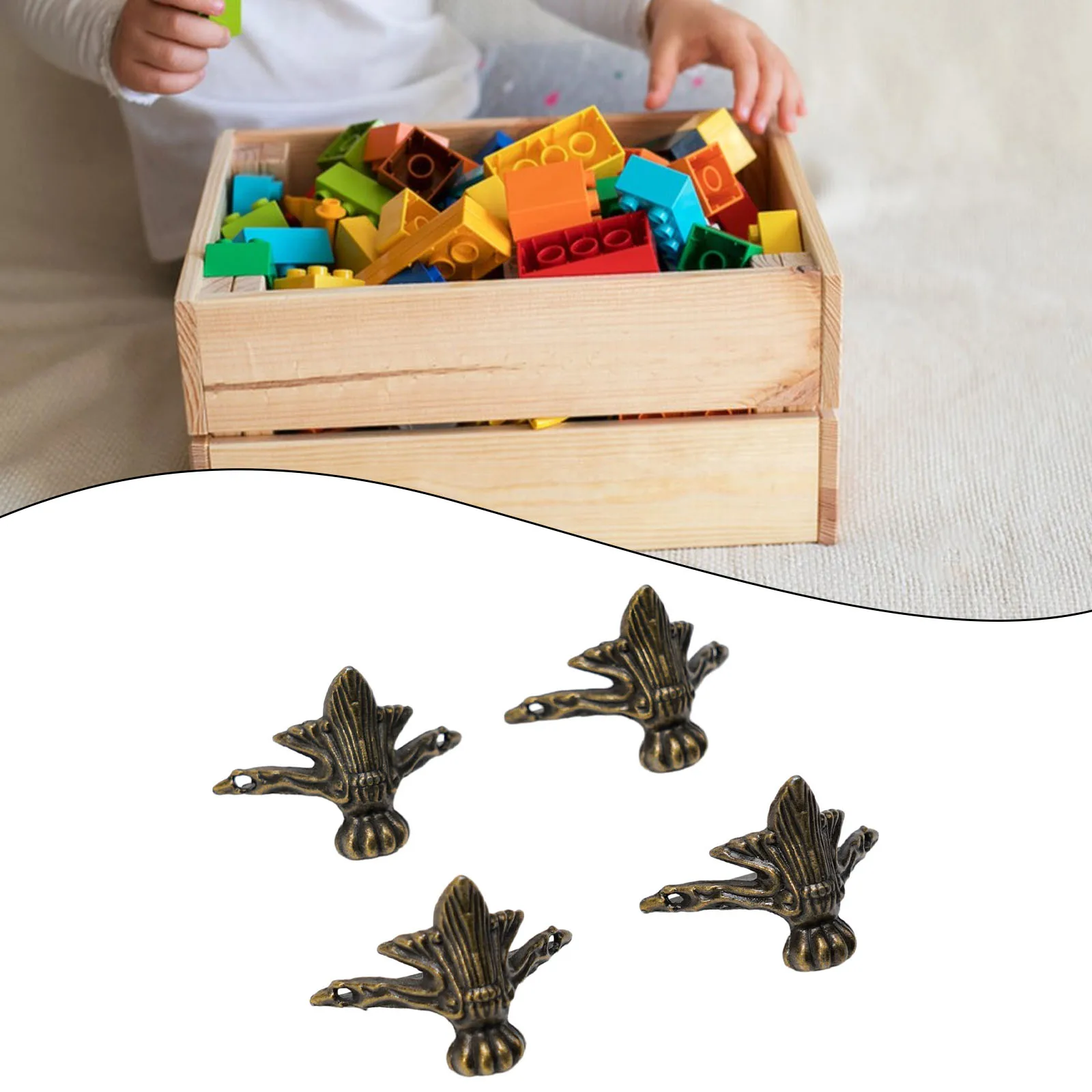 Коробка, декоративная угловая защита для дома, 4 шт., детали, аксессуары, надежный античный ретро деревянный комплект из цинкового сплава 42x30 мм