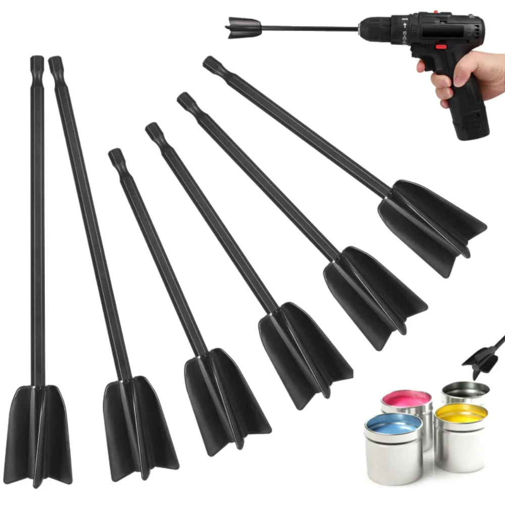 

6Pcs Epoxy Resin Mixer Paddle Paint Stirring Rod Putty Cement Paint Reusable Powerful Mixer Attachment with 1/4 Inch Hex Shank