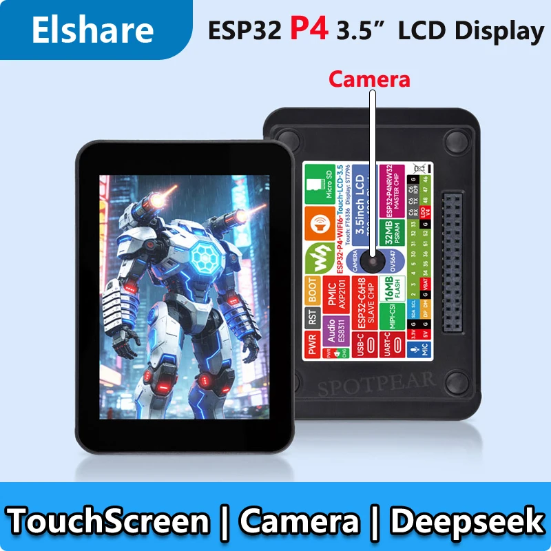 

ESP32-P4-WIFI6 3,5-дюймовый ЖК-дисплей 320×480 для платы разработки Xiaozhi AI, 3,5-дюймовый сенсорный экран Deepseek