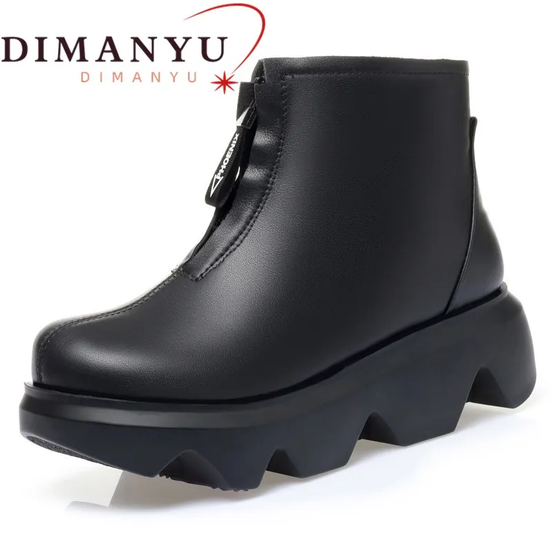 

DIMANYU Winter Shoes Boots Women Platform Genuine Leather Marton Boots Women Natural Wool Warm Non-slip Women Booties