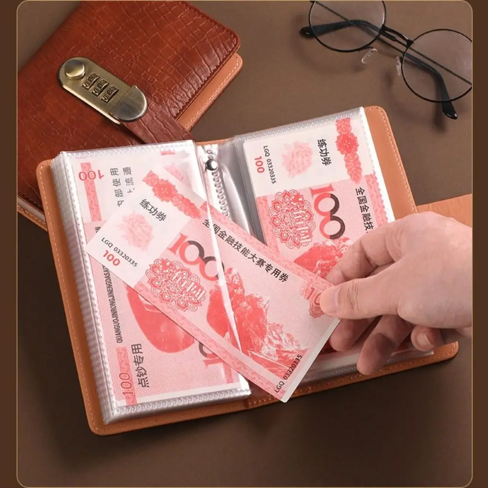 PU Leather 100 Envelope Challenge Binder With Password Lock Waterproof Budget Saving Book Reusable Banknote Colletion Booklet