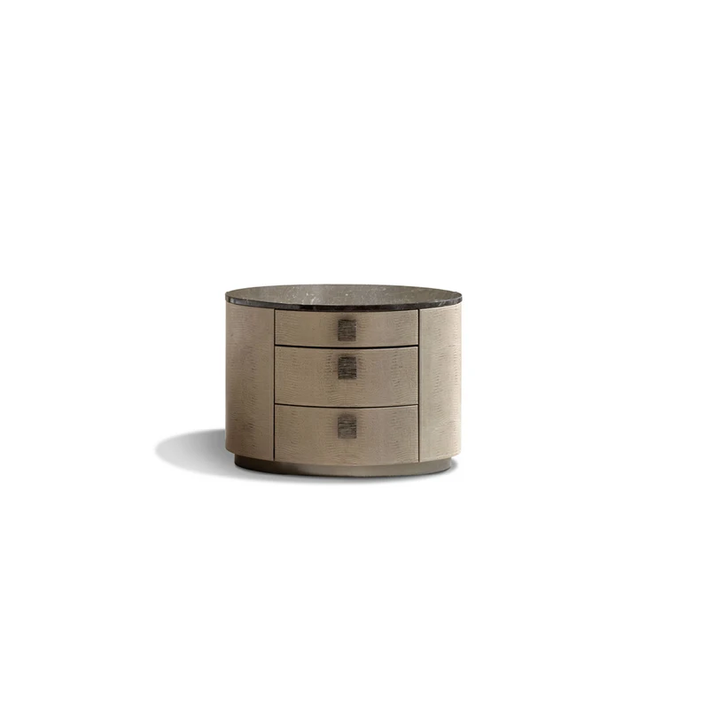 

Italian luxury modern minimalist bedroom furniture bedside table with natural marble top
