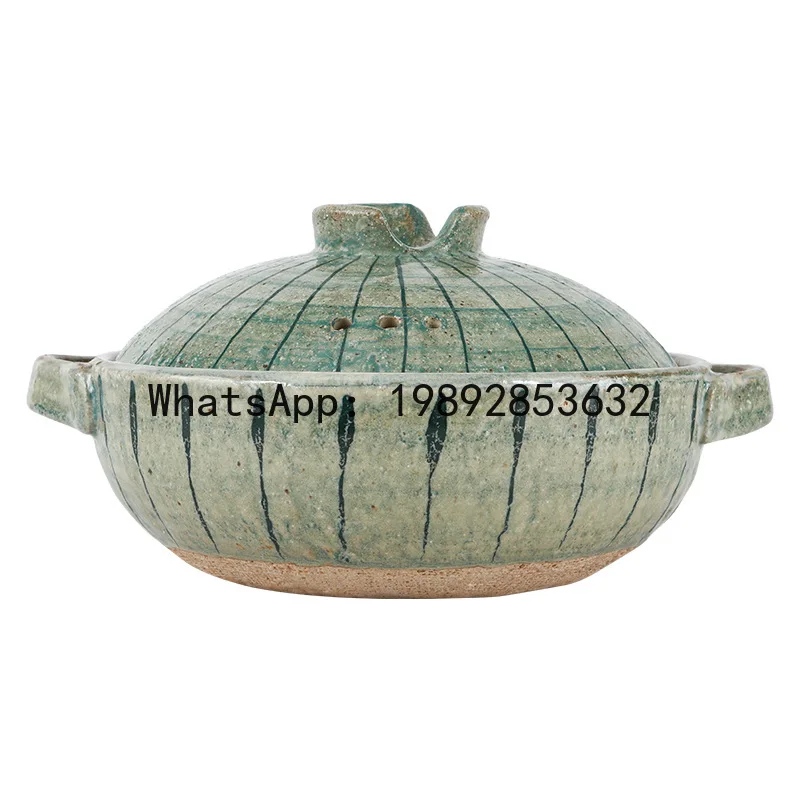 

three-point fired ceramic casserole pot household hand-painted high temperature resistant stew pot gas open flame