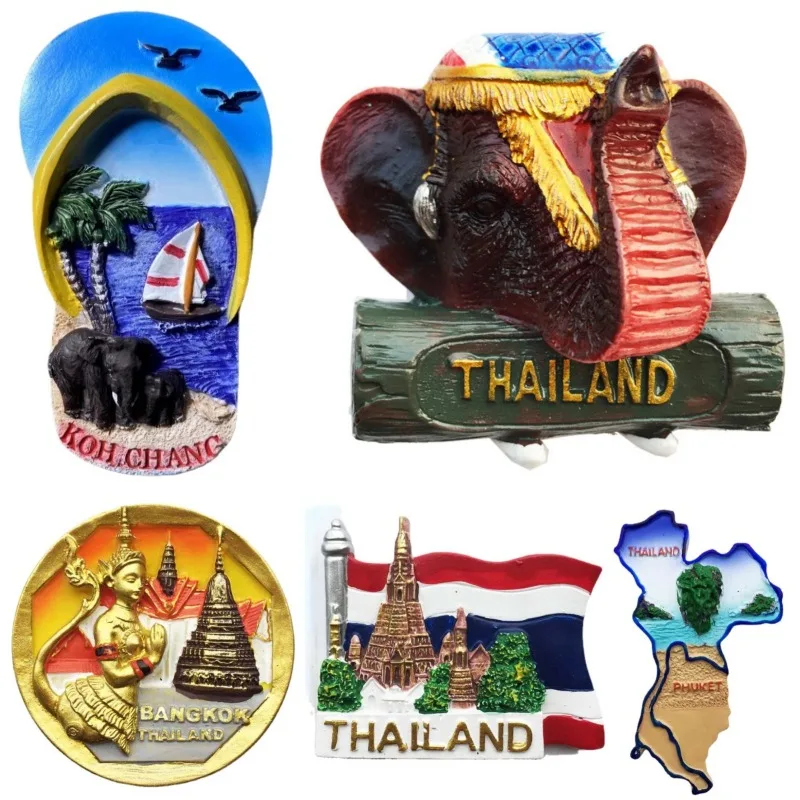 Imanes de nevera de Tailandia, pegatinas magnéticas de nevera, regalos de recuerdos de viaje, Isla de Bangkok, Mai,