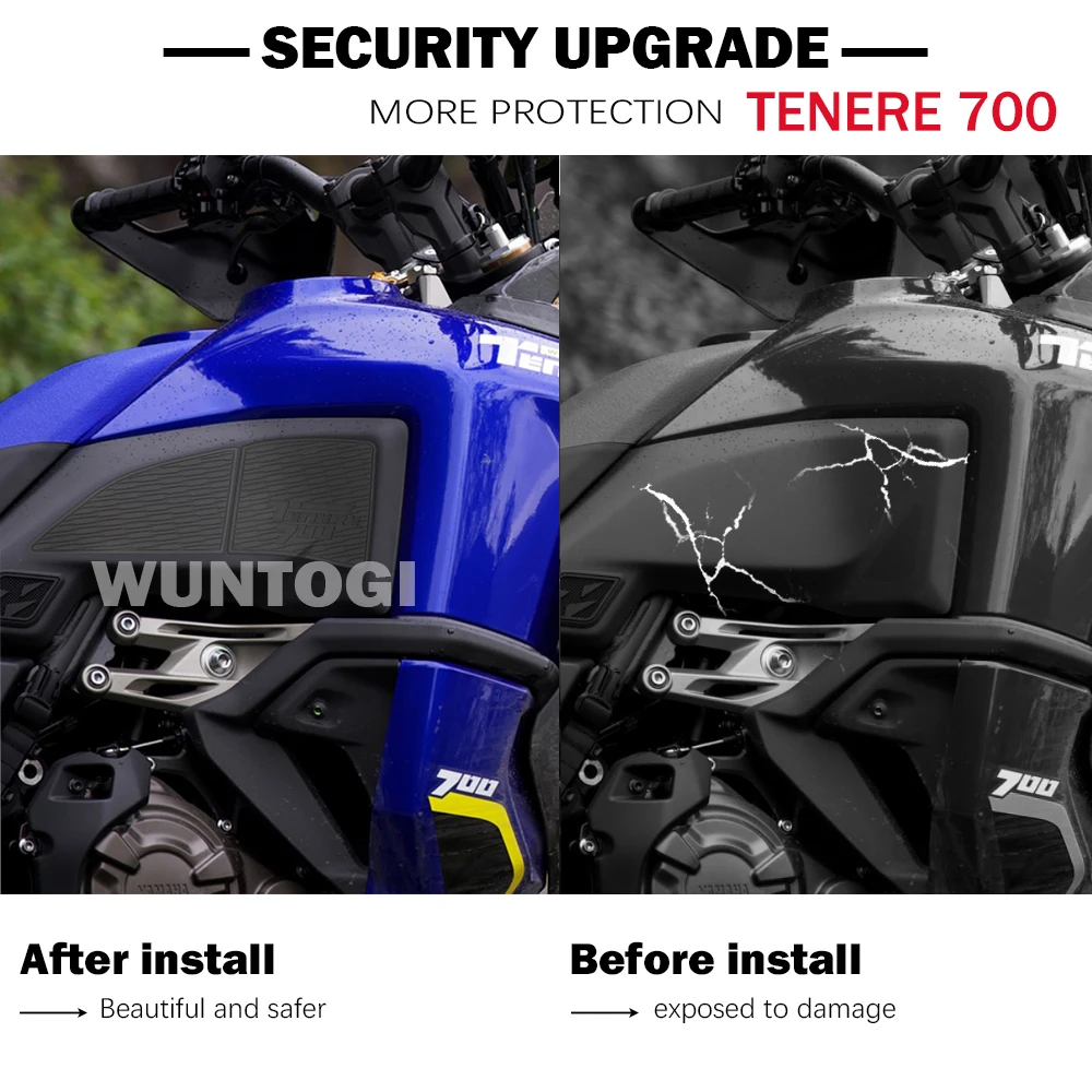 For Tenere 700 Modified Tankpad TENERE 700 World Raid 2022 Motorcycle Non-slip Side Fuel Tank StickersTank Pad Sticker