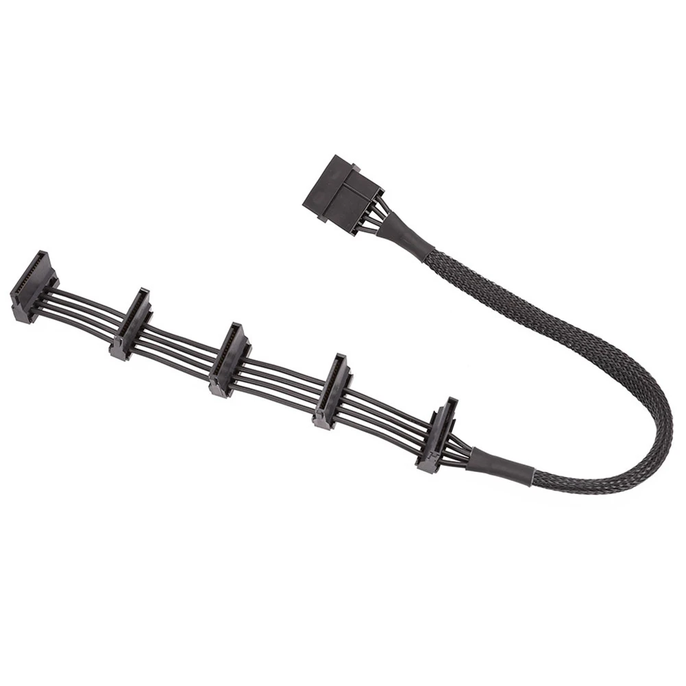 High Quality Practical Durable PC Server 4 Pins IDE Molex1 to 5 SATA Power Cable Adapter Splitter Cables 18AWG