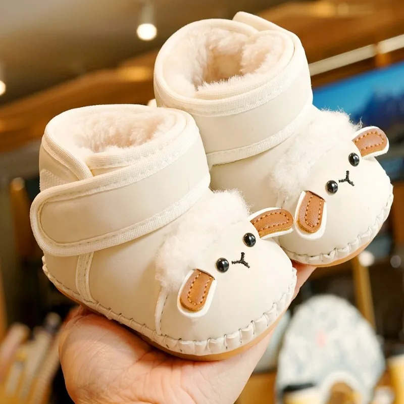 

Winter Baby Toddler Snow Boots for 0-2 Years Fleece Lined Thick Warm Cartoon Unisex Walking Shoes Infant Footwear