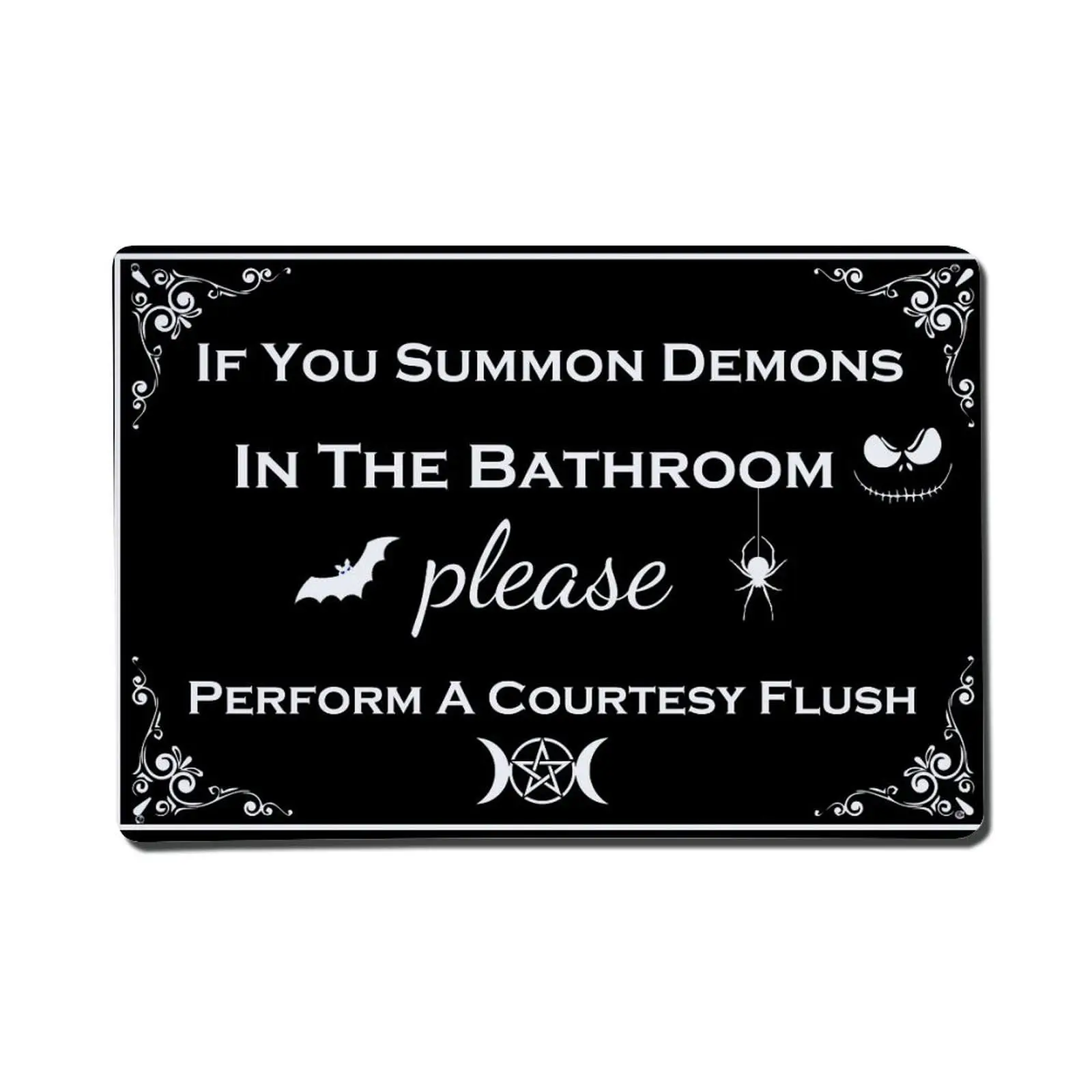 If You Summon Demons in the Bathroom Sign Vintage Bathroom Metal Sign Funny Halloween Humor Goth Gothic Bathroom Decor 8x12 Inch