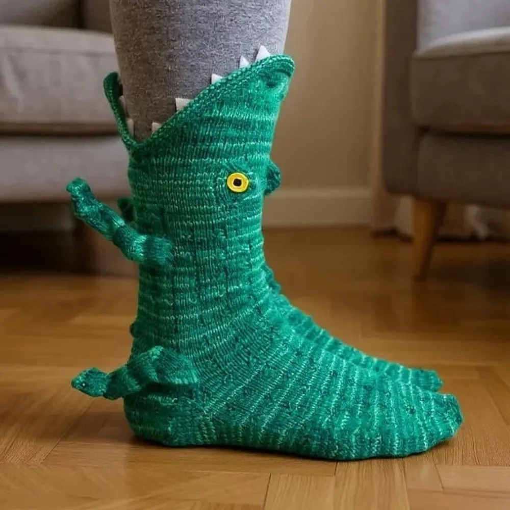 

Shark Soft Crocheted Animal Socks Breathable Sweat-Absorbing Knitted Socks Creative Novelty 3D Floor Socks Stocking Stuffers