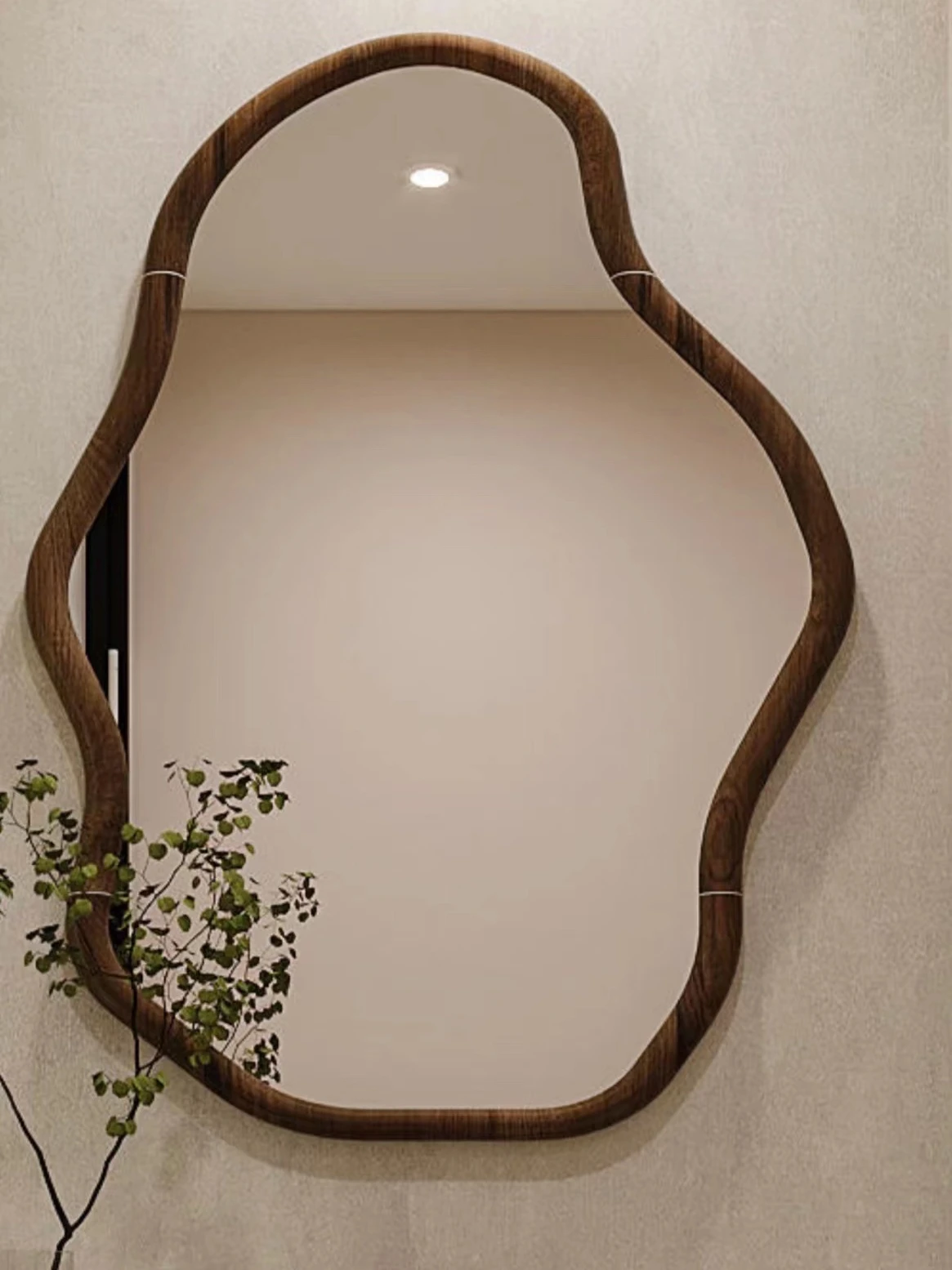 Nordic Style Wall-Mounted Mirror Modern Light Luxury Hotel Decoration Irregular Mirror Bedroom Dressing Mirror LED light mirror