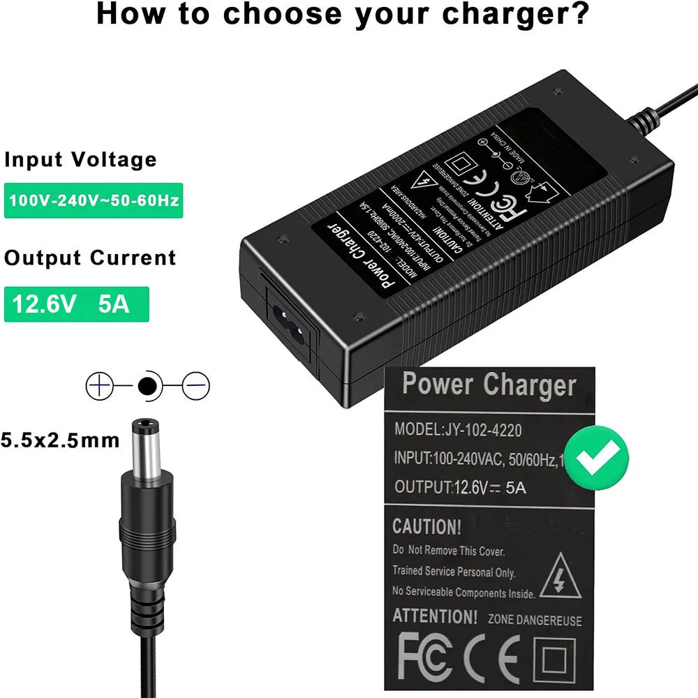 12.6V 5A 10A Li-ion Battery Charger Power Adapter for 3S 11.1V 12V   3String Rechargeable Lithium Battery Pack