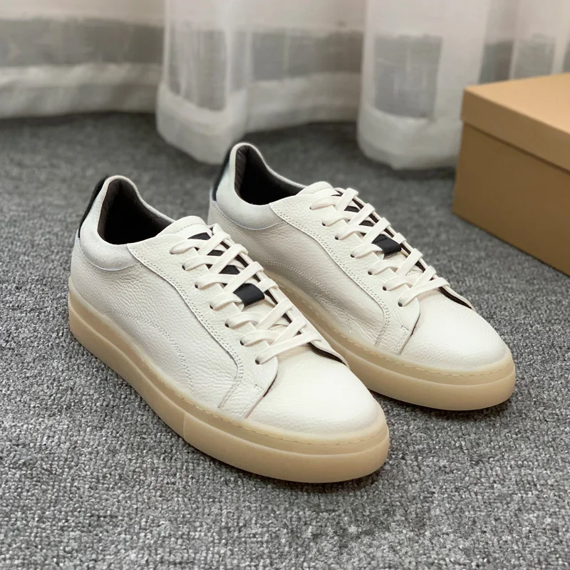 

Jenny&DaveFashion Students Men's Sneakers Shoes 39-44 Minimalist Genuine Leather Comfortable Breathable Men's Flat Shoes