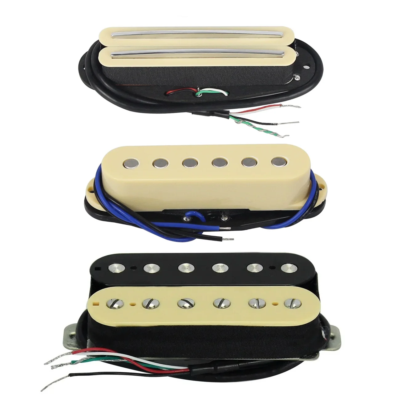 FLEOR 3PCS Vintage Alnico 5 SSH Guitar Dual Rails Pickup & Single Coil & Humbucker Pickups