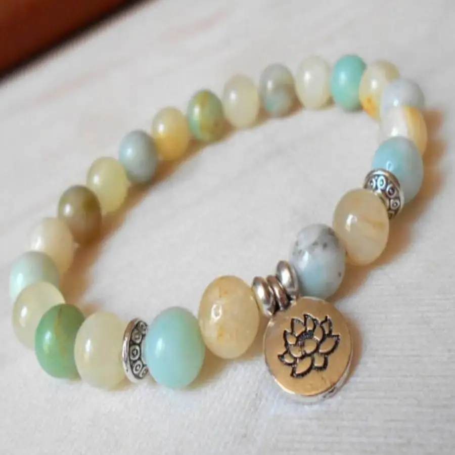 

Handmade Amazonite beads bracelet,men's cuff button bracelet,Ramadan prayer bead,women's meditation,holiday gift,daily wear