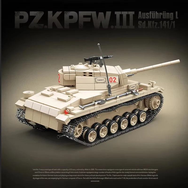 Militärische Serie Panzer III Panzer Bausteine gepanzerte Fahrzeug Modell Ziegel ww2 Soldat Waffe Auto Spielzeug für Kinder Weihnachten Geschenk Moc