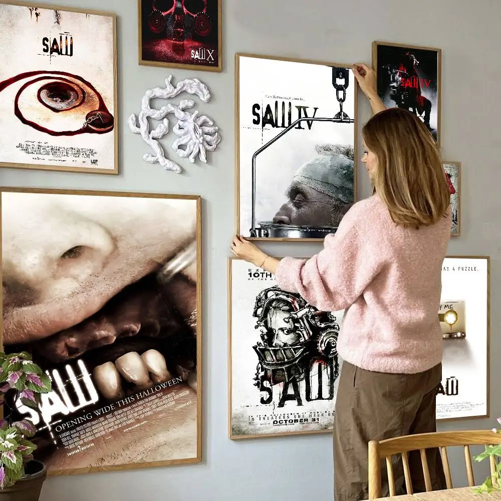 Horror Movie Saw Self-adhesive Art Poster Whitepaper Prints 