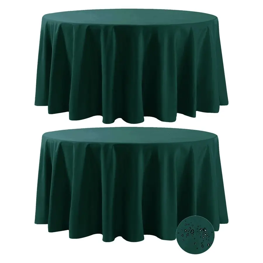 

2 Pack Waterproof Round Tablecloth, 132 Inch, Stain Resistant and Wrinkle Polyester Table Cloth, Fabric Table Cover for Kitchen