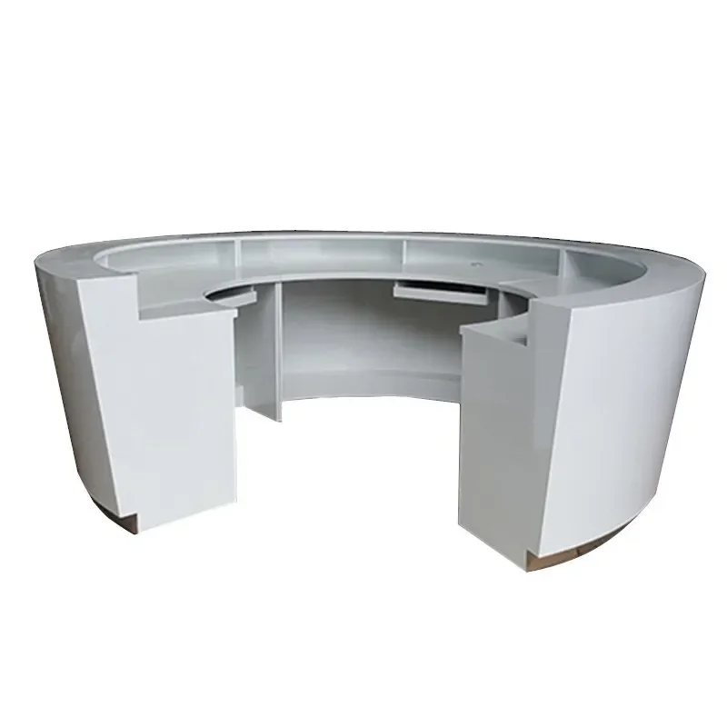 y8- Curved Reception Image Front Desk Fashion Round Welcome Desk Company Hall Reception Desk