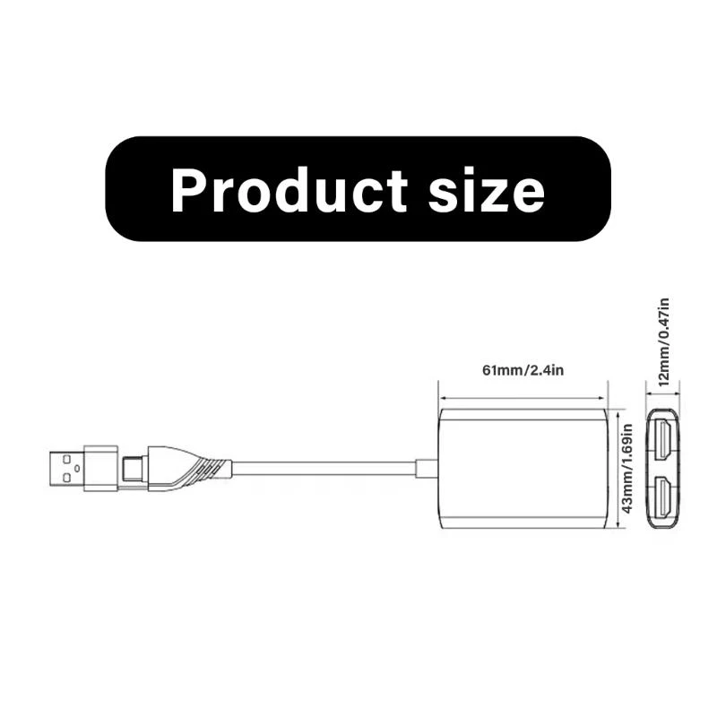 USB Tipo C para doble adaptador 1080 compatible con HDTV para productividad pantalla