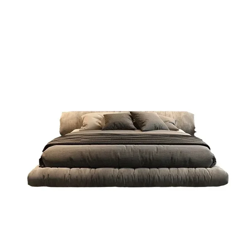 Simple technology fabric reel design Japanese-style wabi-sabi master bedroom double Nordic tatami floor-to-ceiling bed