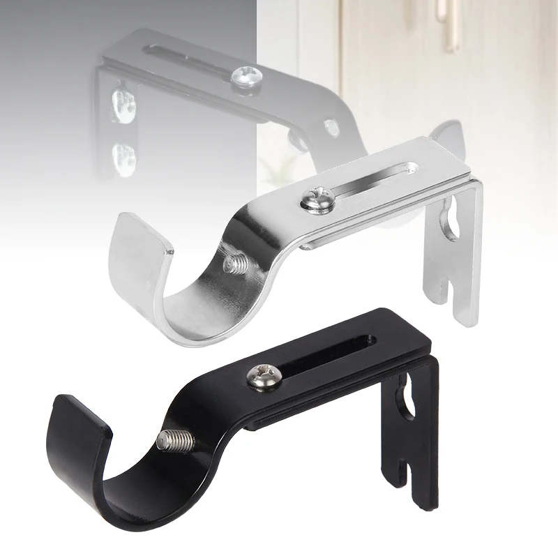 2pc Universal Adjustable Hanging Hook For Bedroom Dormitory Wall-mounted Curtain Rod Support Extendable Metal Roman Pole Bracket