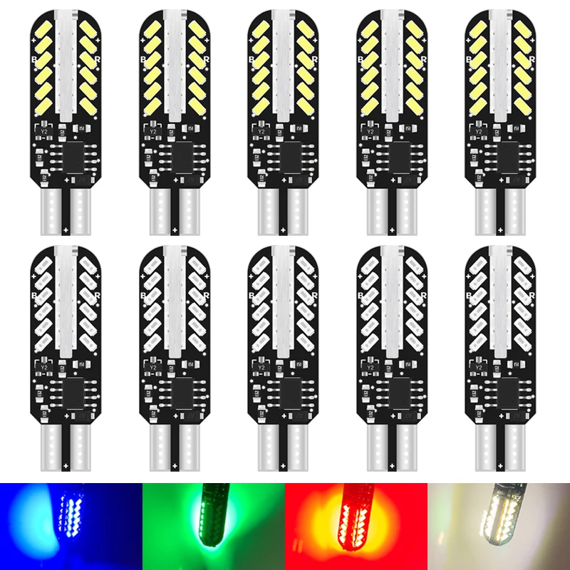 

50/100PCS T10 W5W LED Bulbs Car Interior Reading Light Canbus Day Running Light 48SMD 3014 Flash Light 12V License Plate Light