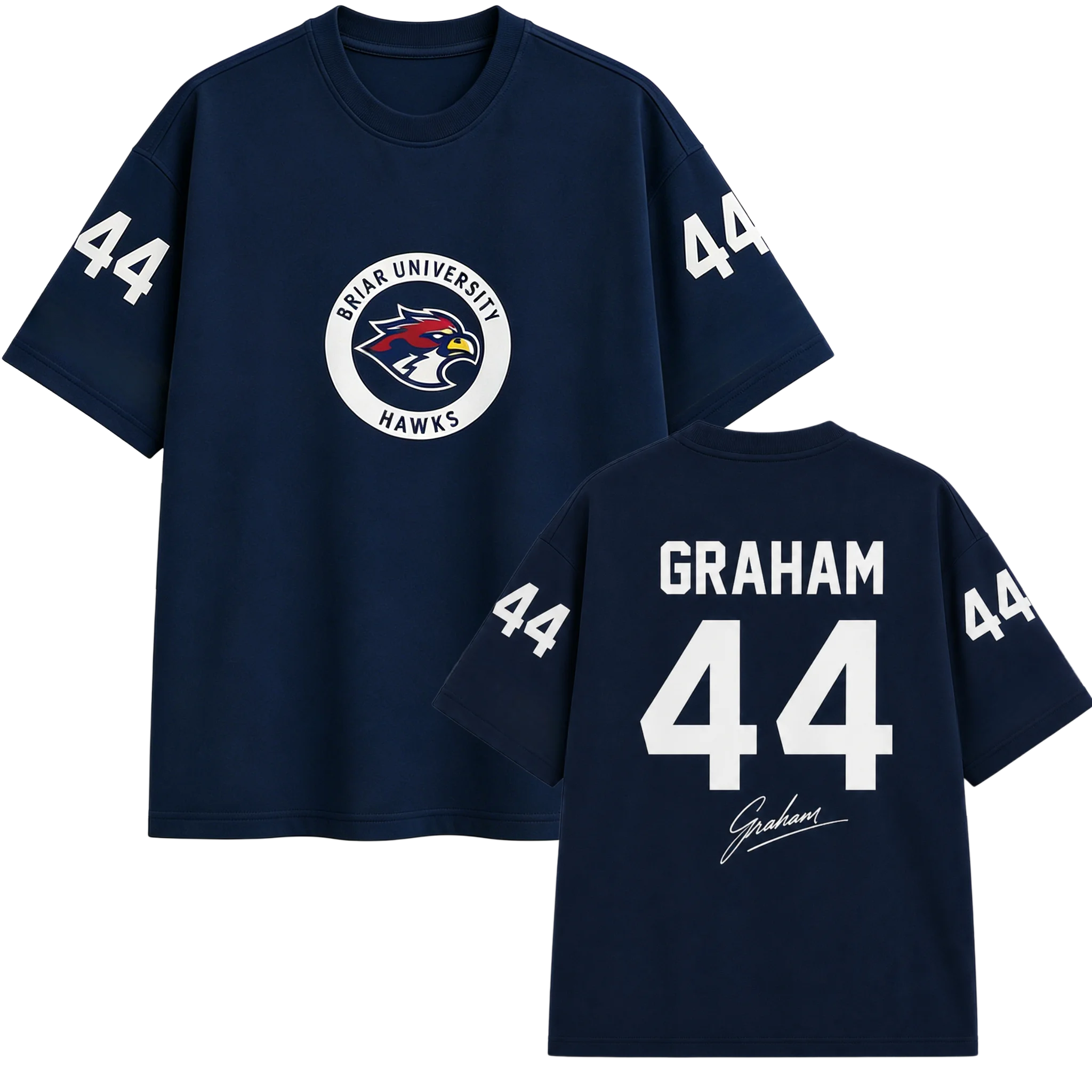 Off Campus Briar Hawks Graham 44 & Dean 66 Unisex Print T-Shirt 2026 New Men's O-neck Ice Hockey Jersey Signature Tops Clothing
