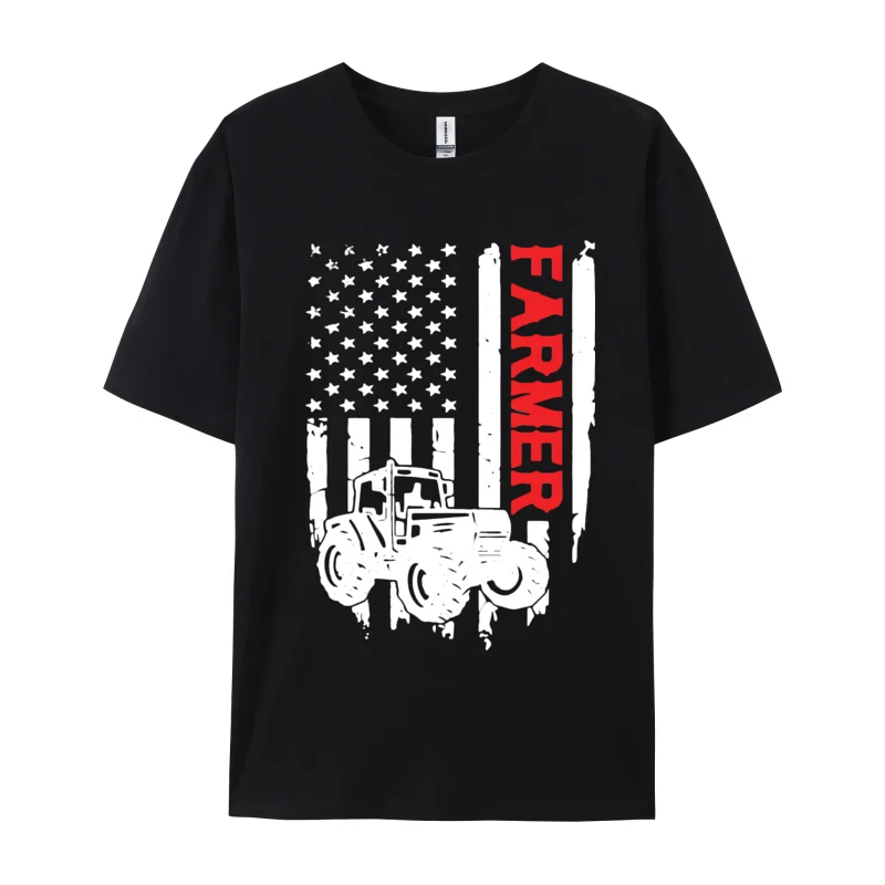 

Usa American Flag Tractor Farmer Ranc T-shirt Protect Agriculture T-shirt Hot Sale Super Fashion Funny Printed T Shirt