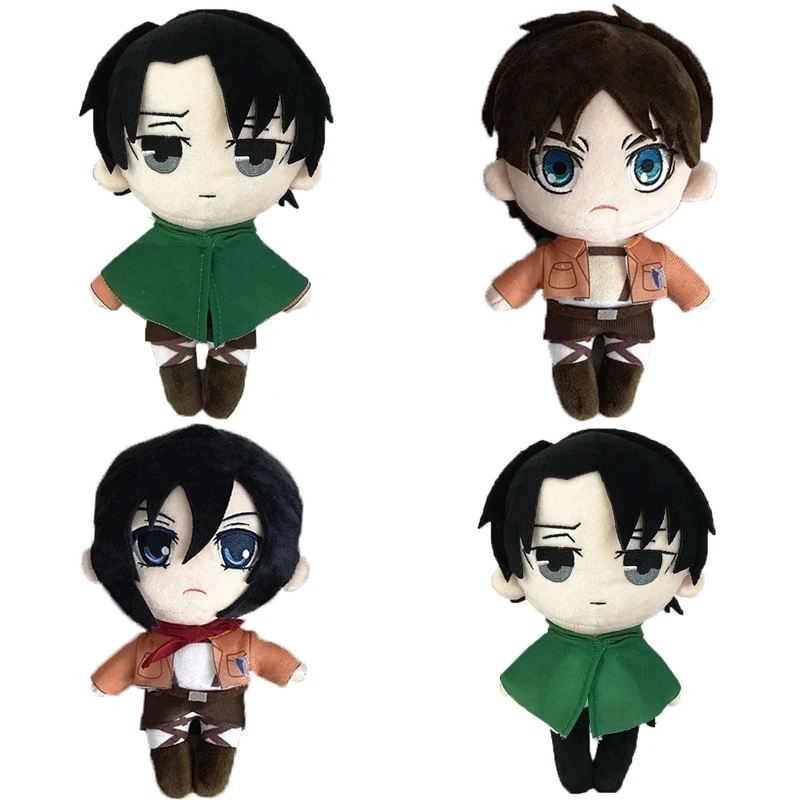 

4pcs/lot Attack on Titan Plush Doll Anime Cute Soft Stuffed Plush Pillow Mikasa Ackerman Plush Toys Doll Cosplay Accessories