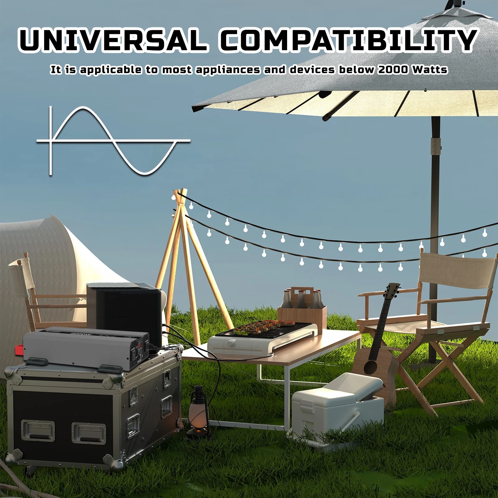 DATOUBOSS SAK Pure Sine Wave Inverter DC12V-24V to AC220V Portable Car Inverter Peak Power 4000W Continuous Power 2000W