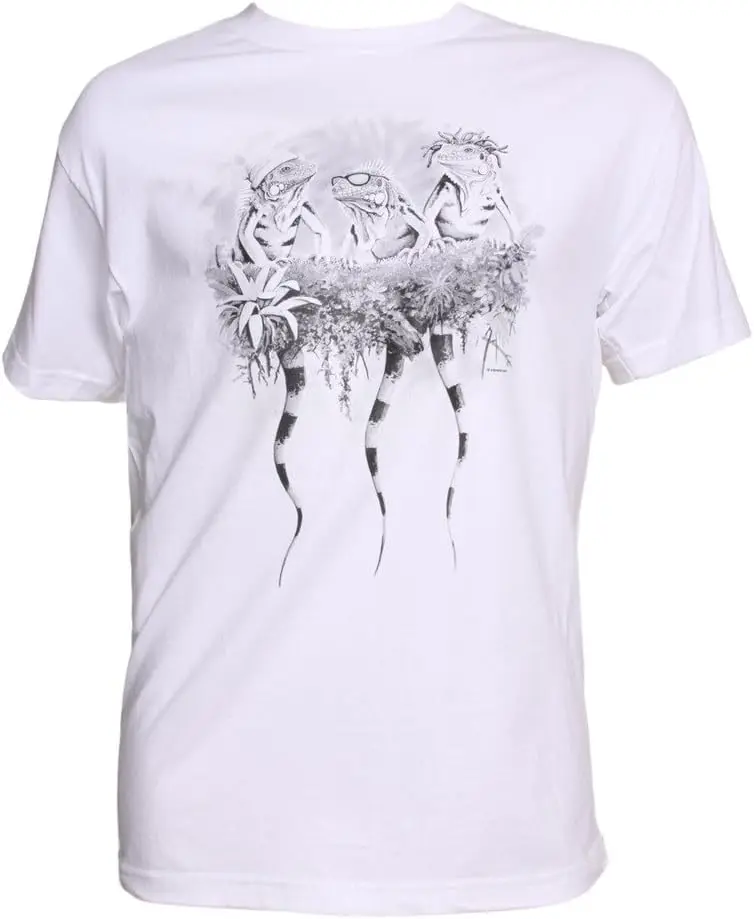 Mens Color Changing Cool Lizards Raggae Iguanas Solar T-Shirt 100% Cotton Trendy Y2K Short-Sleeve Tee – Soft, Quick-Drying, All Occasion Casual  Suitable For Concert Party Hanging Out Sightseeing Trip