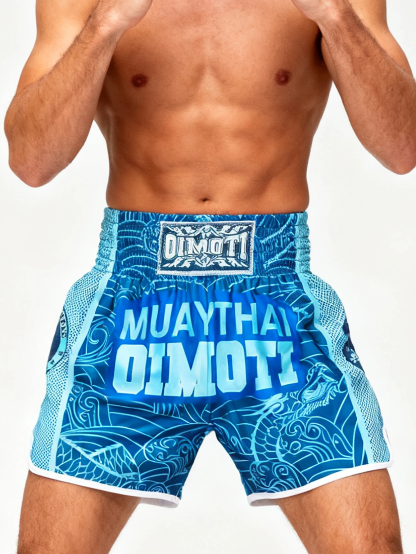 Men Fight Shorts Gym Training Casual Sport Quick Dry Dragon Pattern Graphic Print Relaxed Fit Elastic Waist Muay Thai Kickboxing