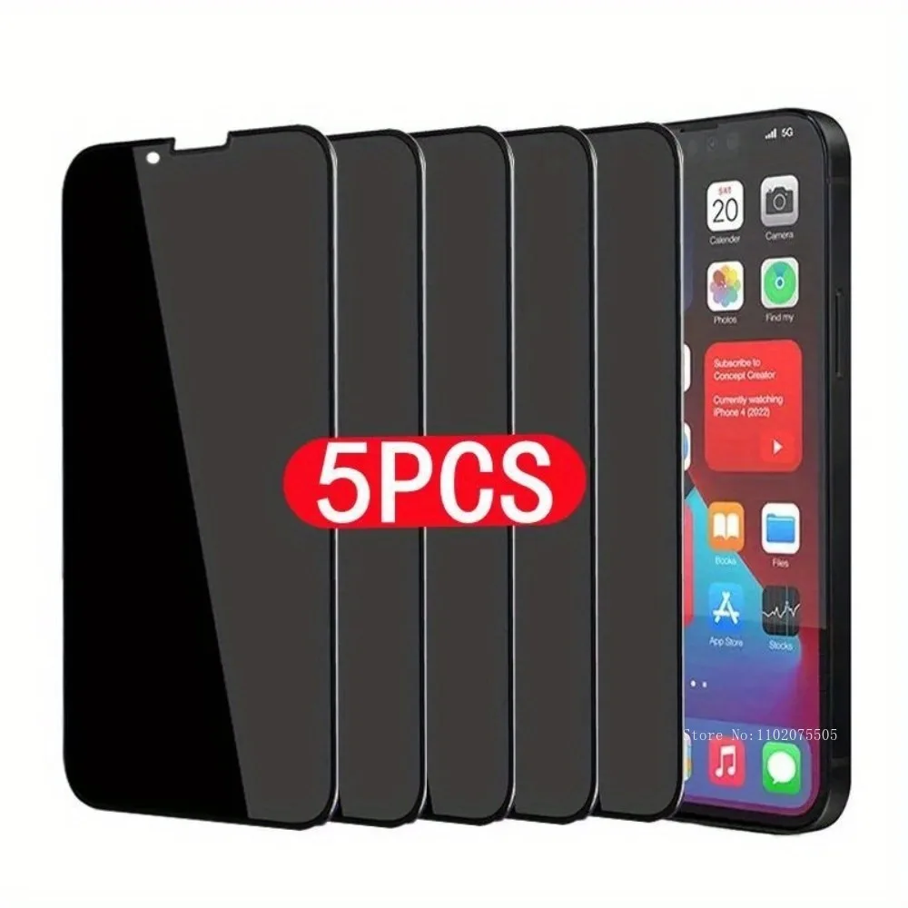 

5 шт. Защитная пленка для экрана для IPhone 11 12 Promax 14 15Plus 16 Promax Anti-Spy закаленное стекло 17 Promax 13Mini полное покрытие