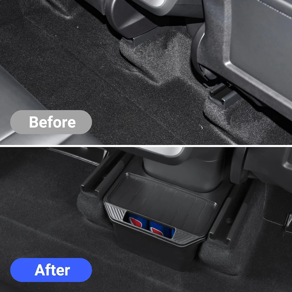 Newest for Model Y Rear Center Console Organizer TPE Backseat Storage Box Garbage Can with Anti-Slip Lid Cover Rear Bin 2nd Row