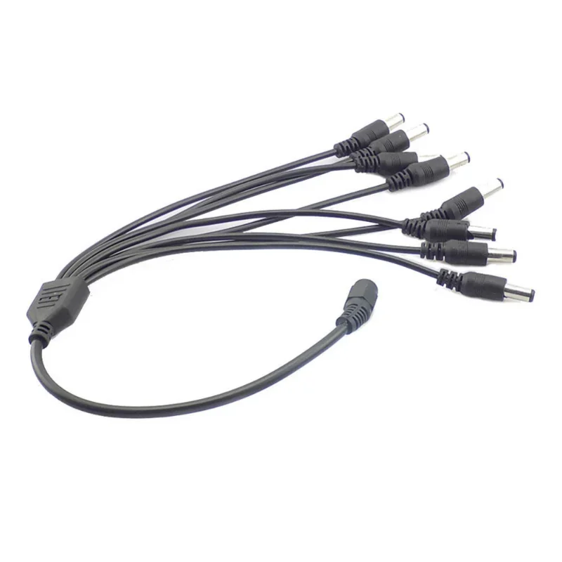 Prise répartiteur d'alimentation 12V DC, 1 femelle à 2 3 4 5 6 8 mâle, câble de caméra CCTV, accessoires CCTV, adaptateur d'alimentation 2.1x5.5mm