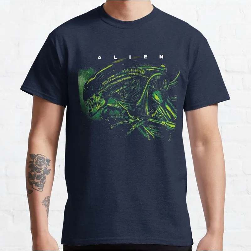 Alien Movie Graphic T‑Shirt Vintage Sci‑Fi Horror Xenomorph Print Tee Unisex Short Sleeve Casual Streetwear S-6XL
