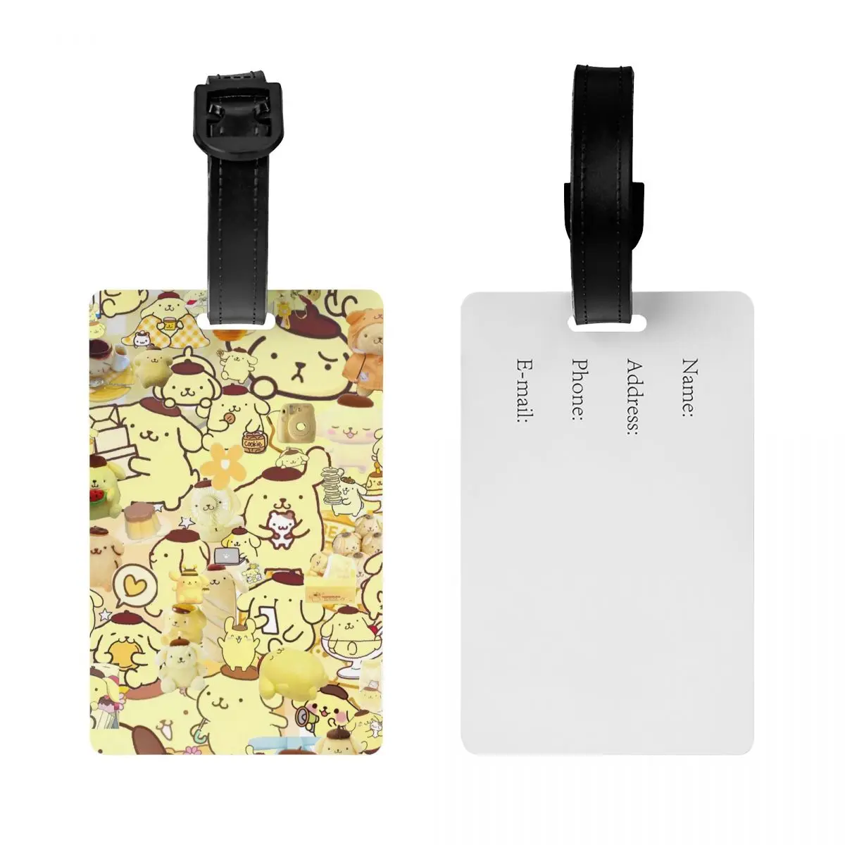 Pom Pom Purin Collage Luggage Tag for Travel Bag Suitcase Cartoon Privacy Cover ID Label