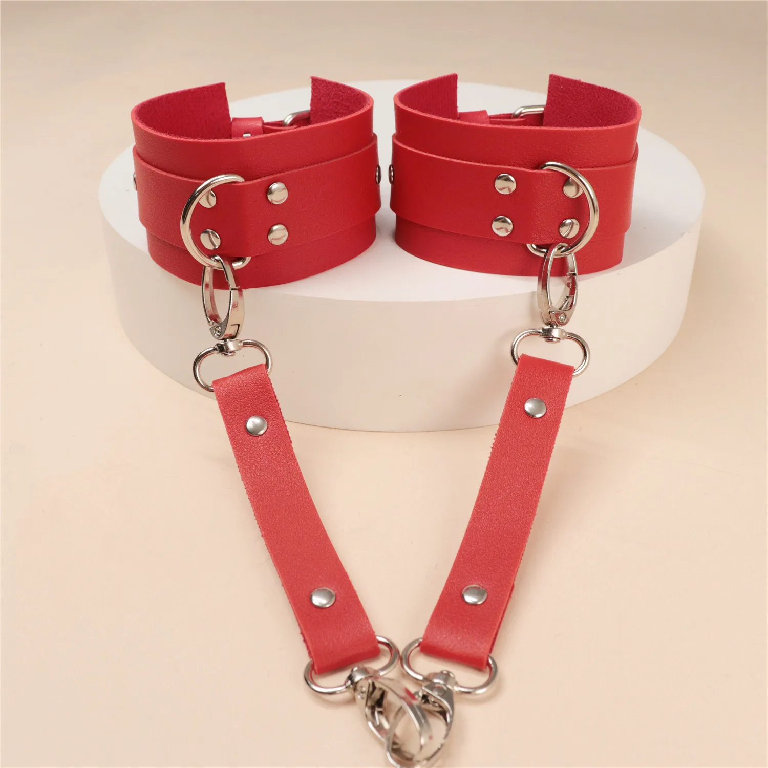 UYEE 2PCS Harness Bondage Bracelets For Women PU Leather Handcuffs Fetish Lingerie Adult Games Couples Festival Accessories Rave