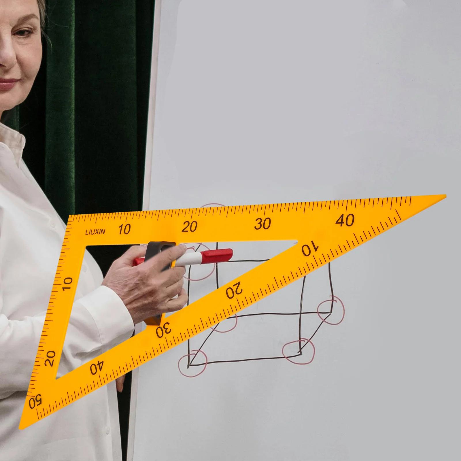 Magnetic Triangle Ruler 45°60° Plastic Teaching Tool Detachable Handle Geometry Classroom Demonstrations Math Supplies