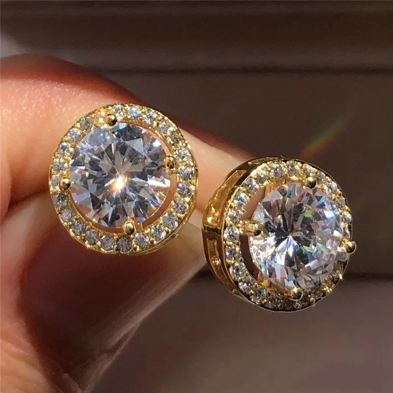 Fashion Crystal Round Earrings Female Vintage Elegant Zircon Stone Earrings Accessories Joias Em Aço Inoxidável Mulher Conjuntos