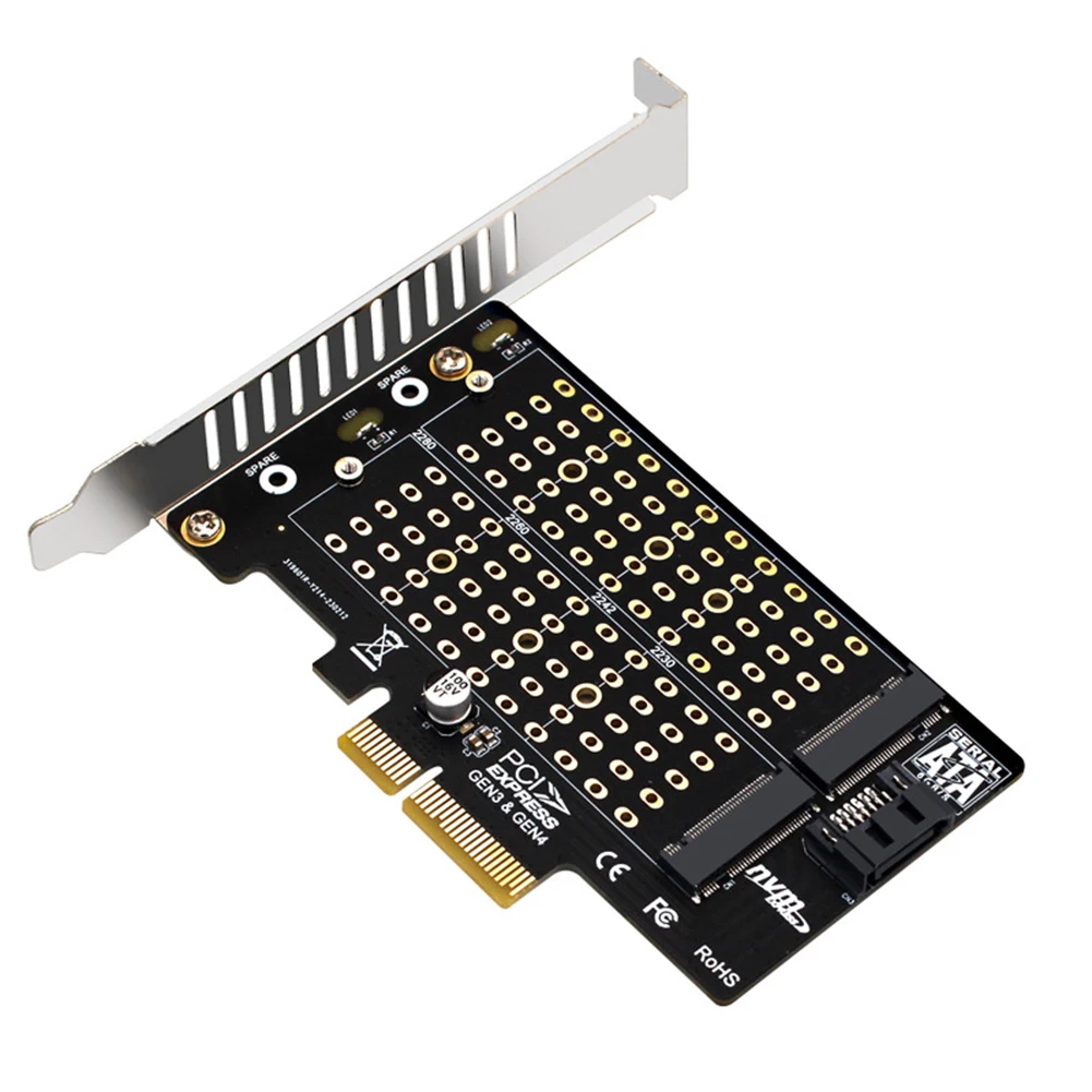 

PCIe to Dual Disk Adapter for M.2 NVMe meky and NGFF bkey SSD Expansion card