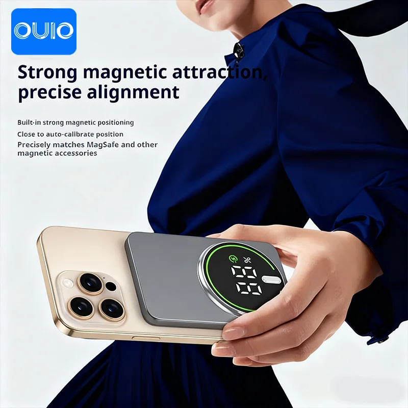 50000mAh 3C شهادة رقيقة قوة البنك الترا المغناطيسي اللاسلكية شحن سريع شاشة عرض البطارية المحمولة آيفون سامسونج