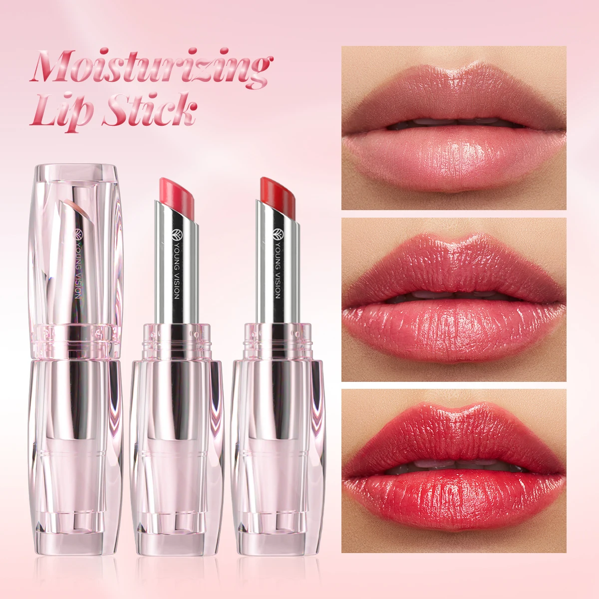 Bálsamo Labial con Color Cristalizado en 6 Tonos – Hidratante, Acabado Brillante, Hidratación Duradera en Tubo Transparente