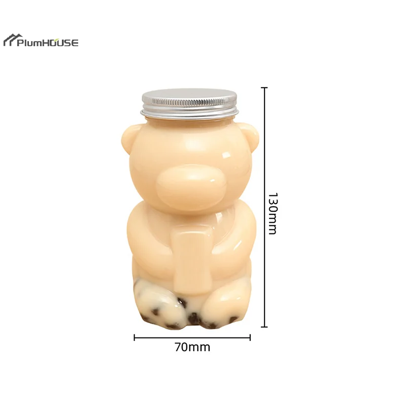 500ML Kawaii Bear Water Bottle For Milk Tea Coffee Juice Portable Drinking Cup Home Transparent Juicing Beverage Drink Bottles